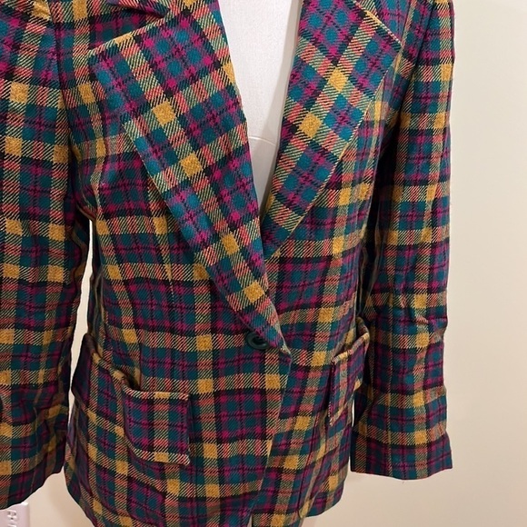 ⭐️ Vintage Valentino Miss V Plaid Blazer Made in Italy Medium - Picture 3 of 14
